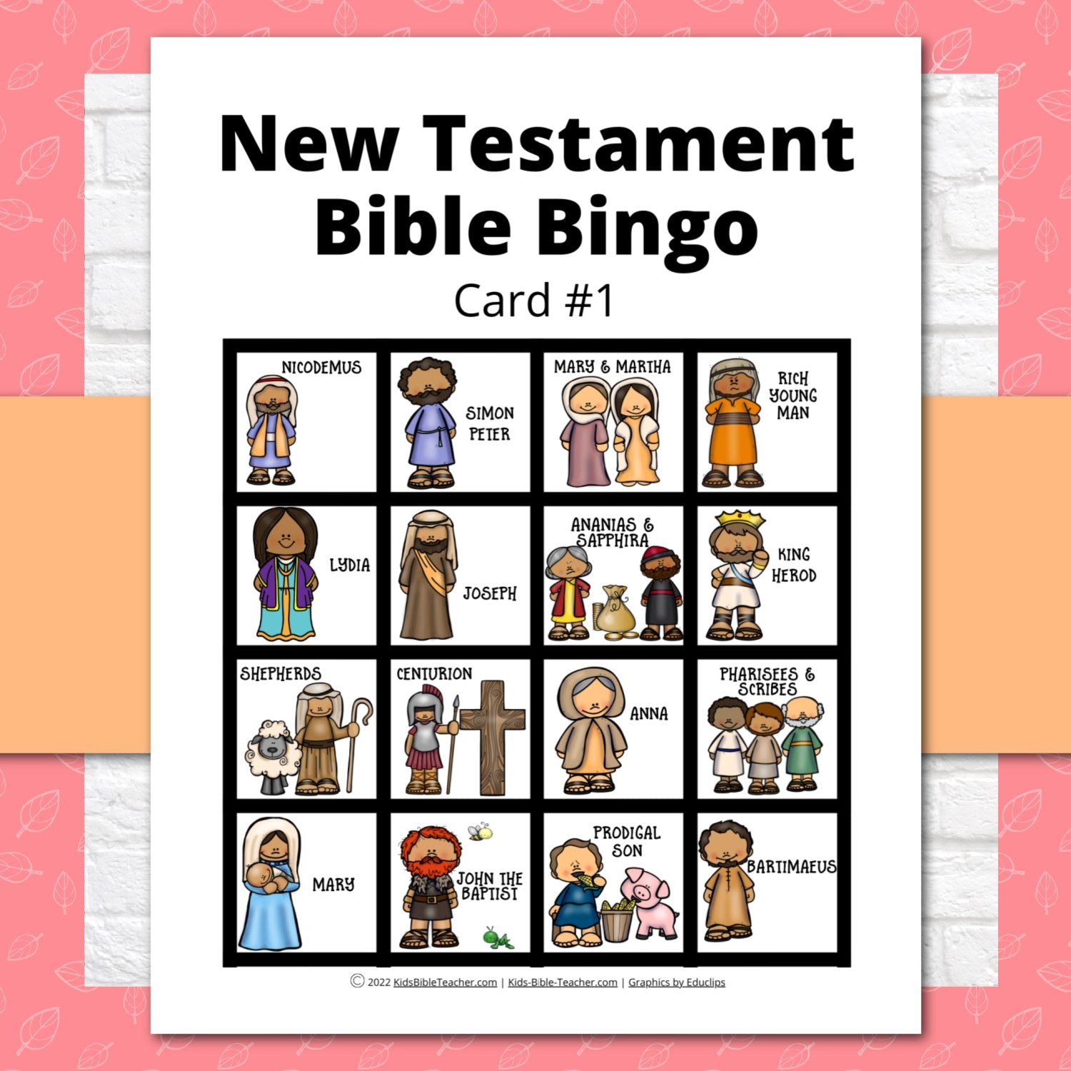 Bible Bingo New Testament Characters - Bible Games for Youth