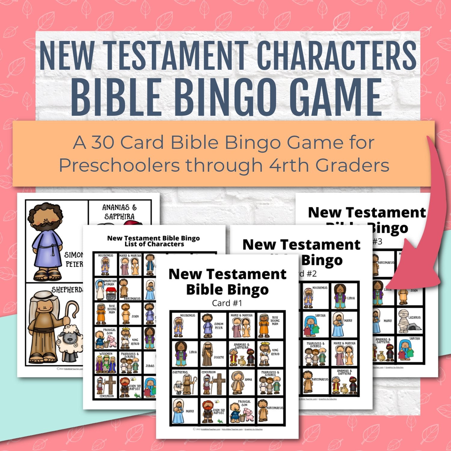 Bible Bingo New Testament Characters - Bible Games for Youth