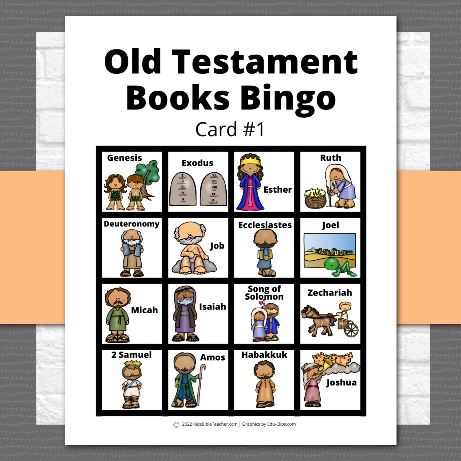 Bible Bingo - Old Testament BOOKS Bible Games for Kids