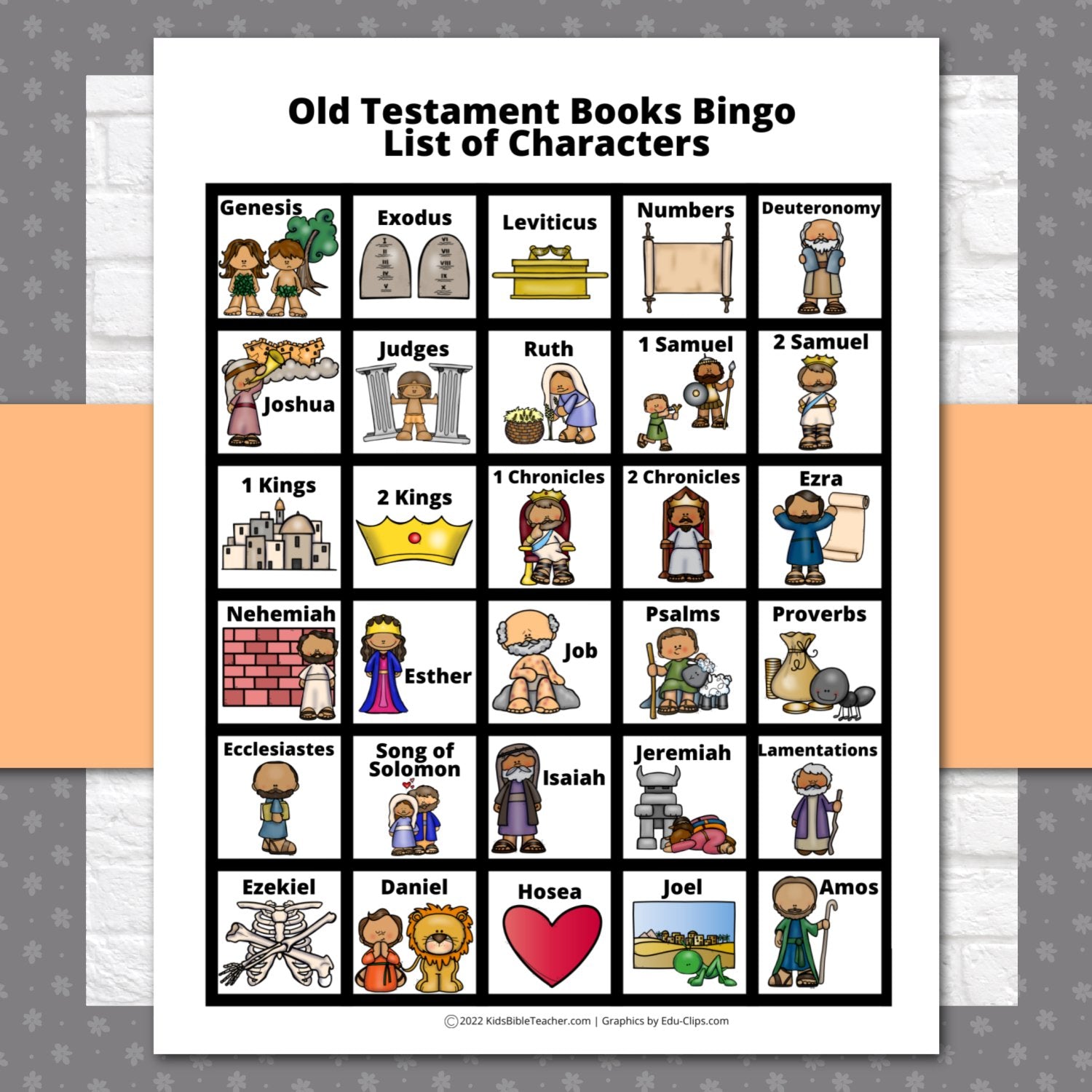 Bible Bingo - Old Testament BOOKS Bible Games for Kids