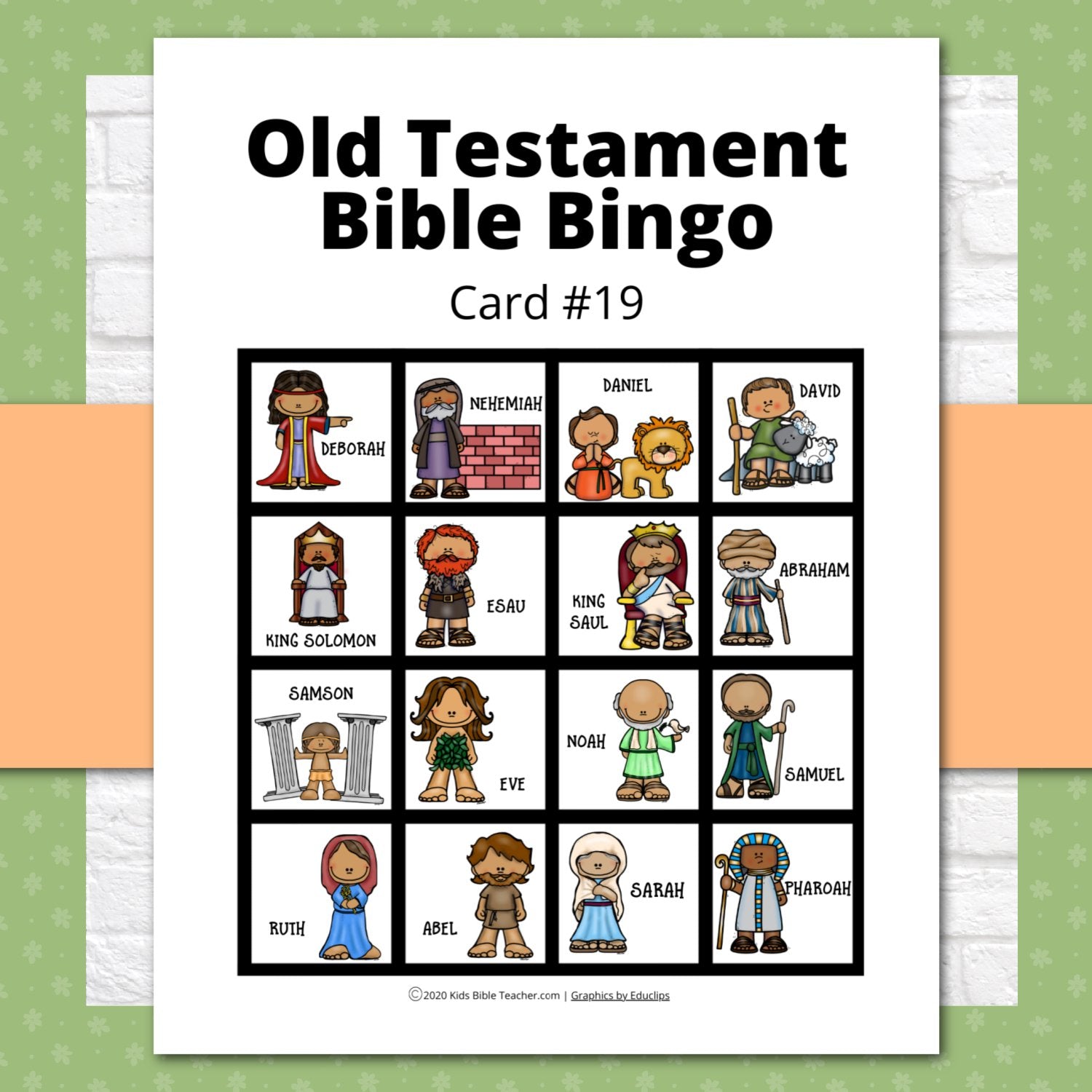 Bible Bingo - Old Testament CHARACTERS Bible Games for Kids