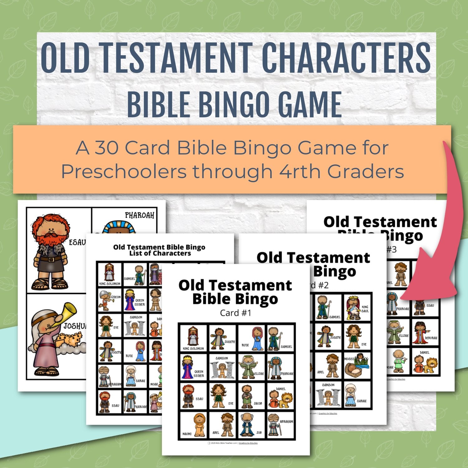 Bible Bingo - Old Testament CHARACTERS Bible Games for Kids