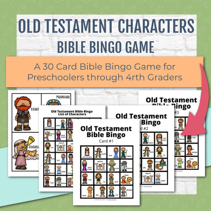 Bible Bingo - Old Testament CHARACTERS Bible Games for Kids