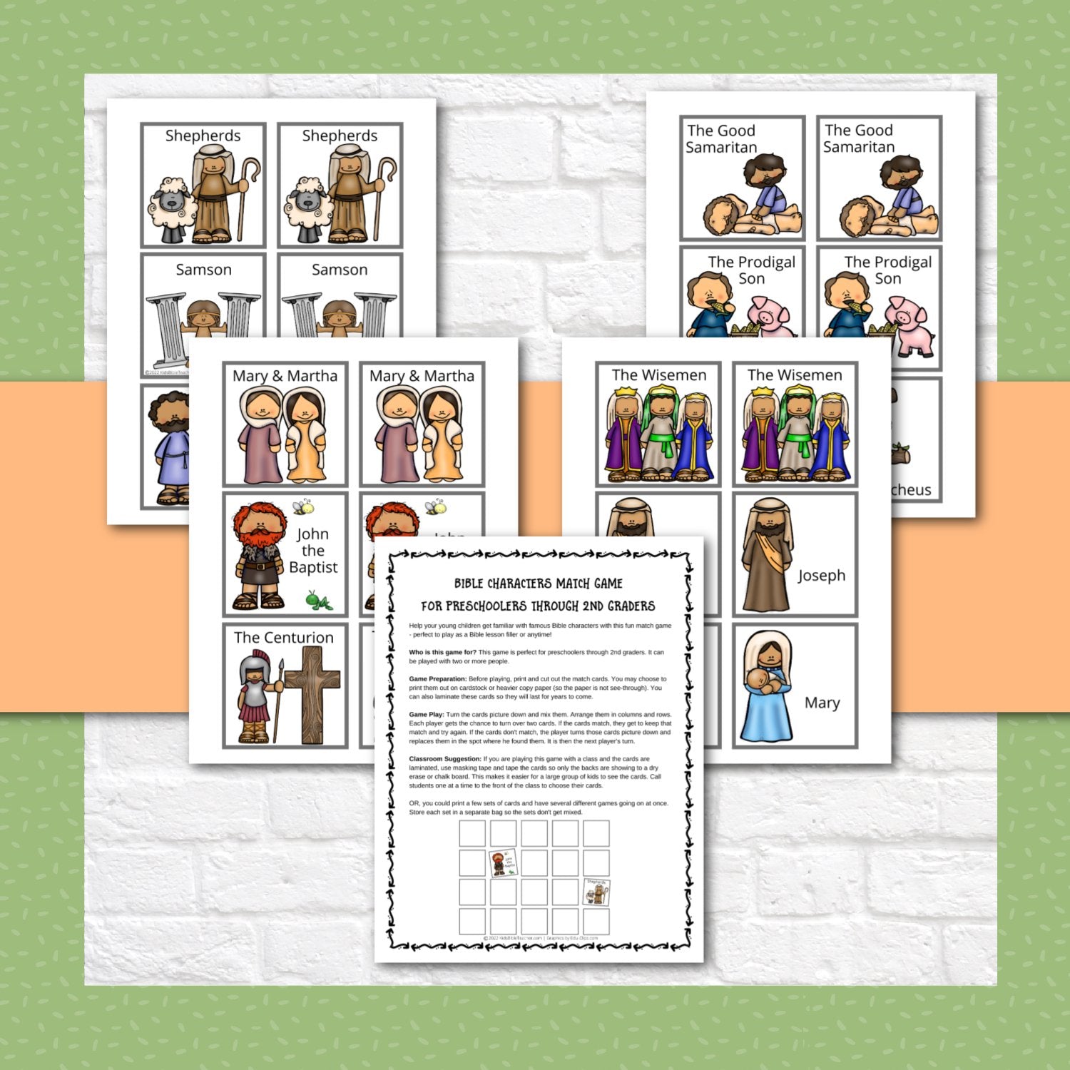 Bible Match Game - Characters Bible Memory Game