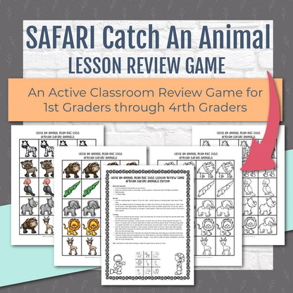 Lesson Review Game - Catch an Animal - SAFARI ANIMALS Edition