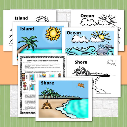 Lesson Review Game - Island, Ocean, Shore Bible Review Game for 1st through 4rth Grade