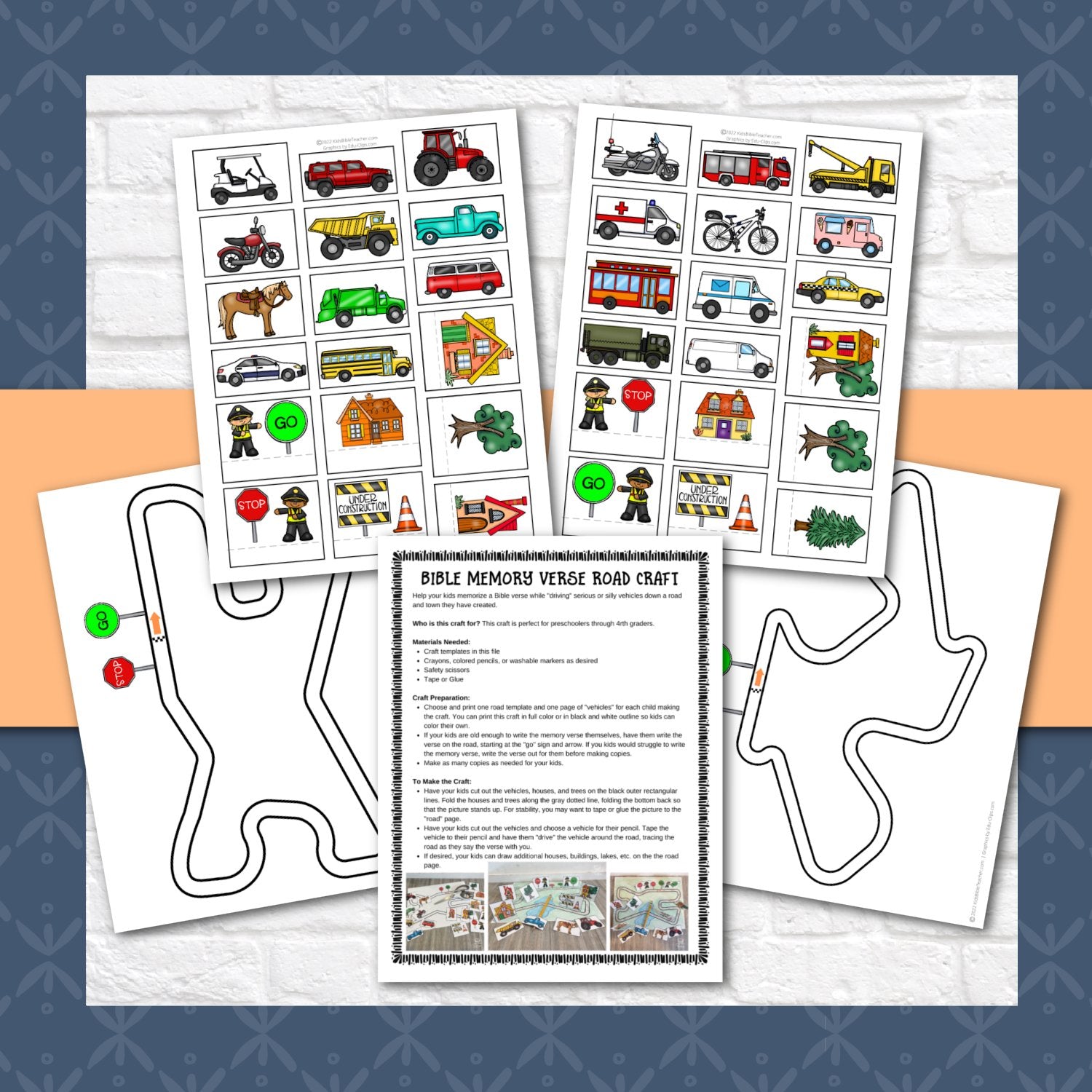 Bible Memory Verse Road Craft for Preschoolers through 4rth Graders