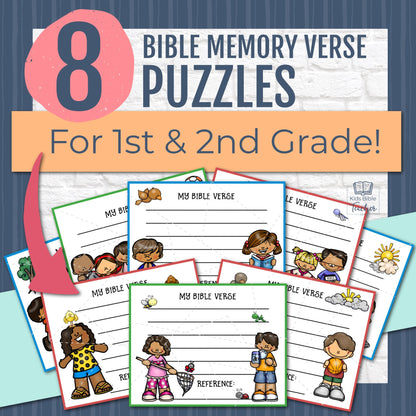 8 Bible Verse Memory Puzzles for 1st and 2nd Graders