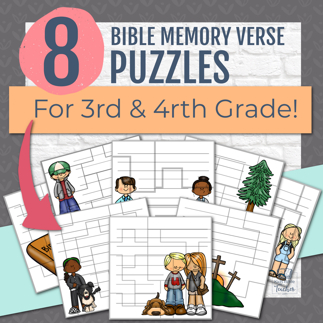 8 Bible Memory Verse Puzzles for 3rd and 4rth Graders