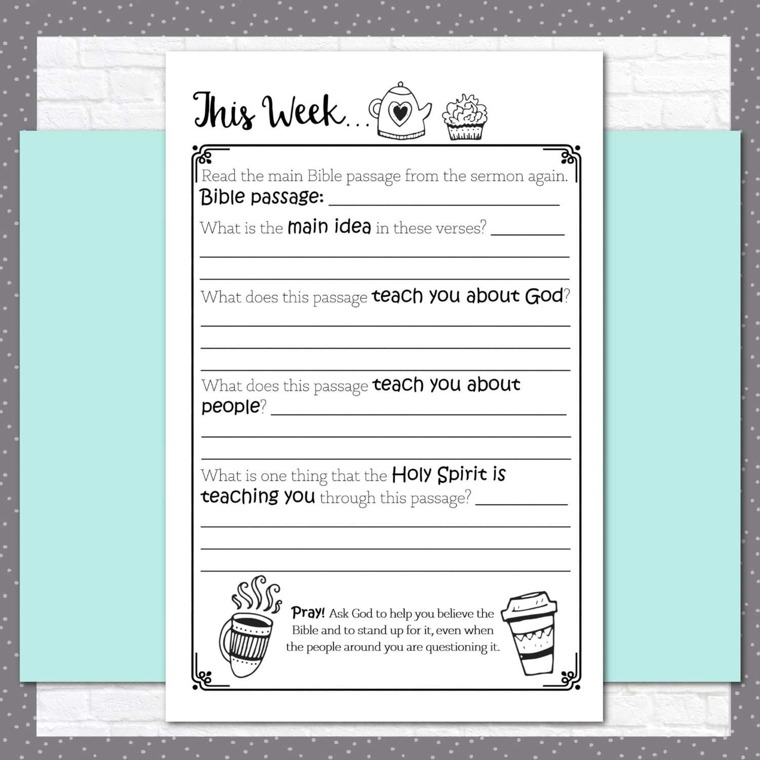 Birds and Flowers Sermon Notes for Tweens, Teens, and Adults, Instant Download