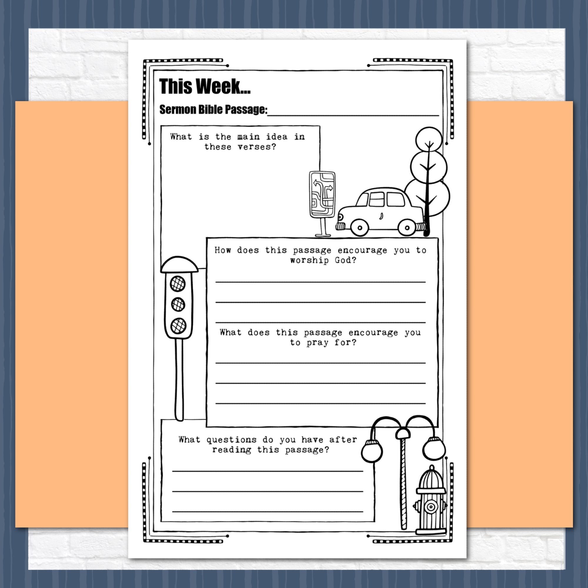 Doodle Sermon Notes for Tweens, Teens, and Adults, Instant Download