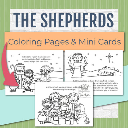 The Story of the Shepherds Christmas Bible Coloring Pages and Mini Cards