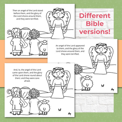 The Story of the Shepherds Christmas Bible Coloring Pages and Mini Cards