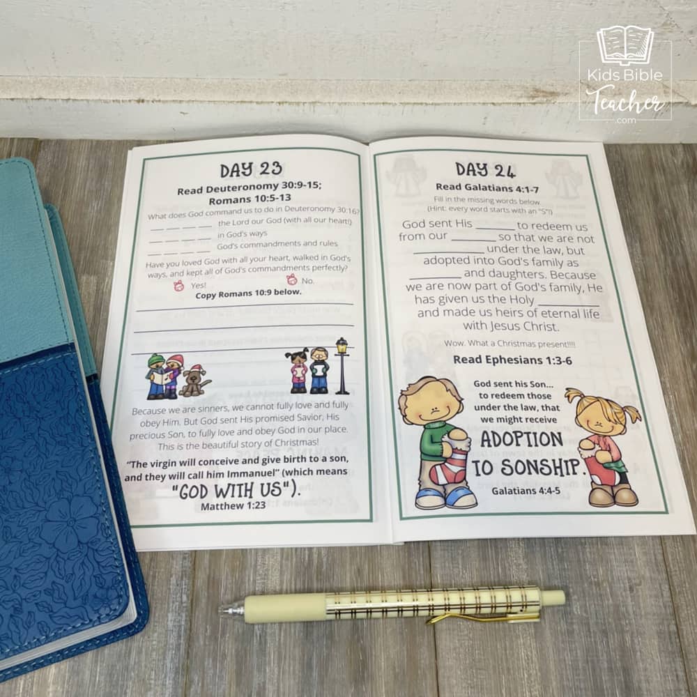 Christmas Bible Journal Pages for Kids 31 Days of Advent Bible Reading (Undated)
