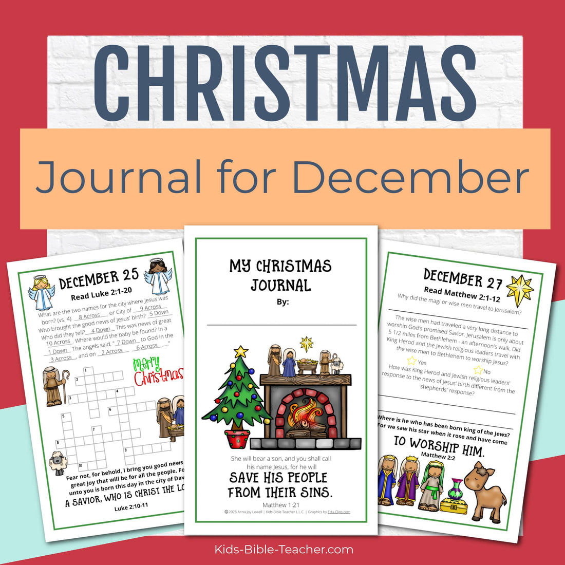 December Journal Pages with Bible Verses - Christmas Journal Pages for Advent