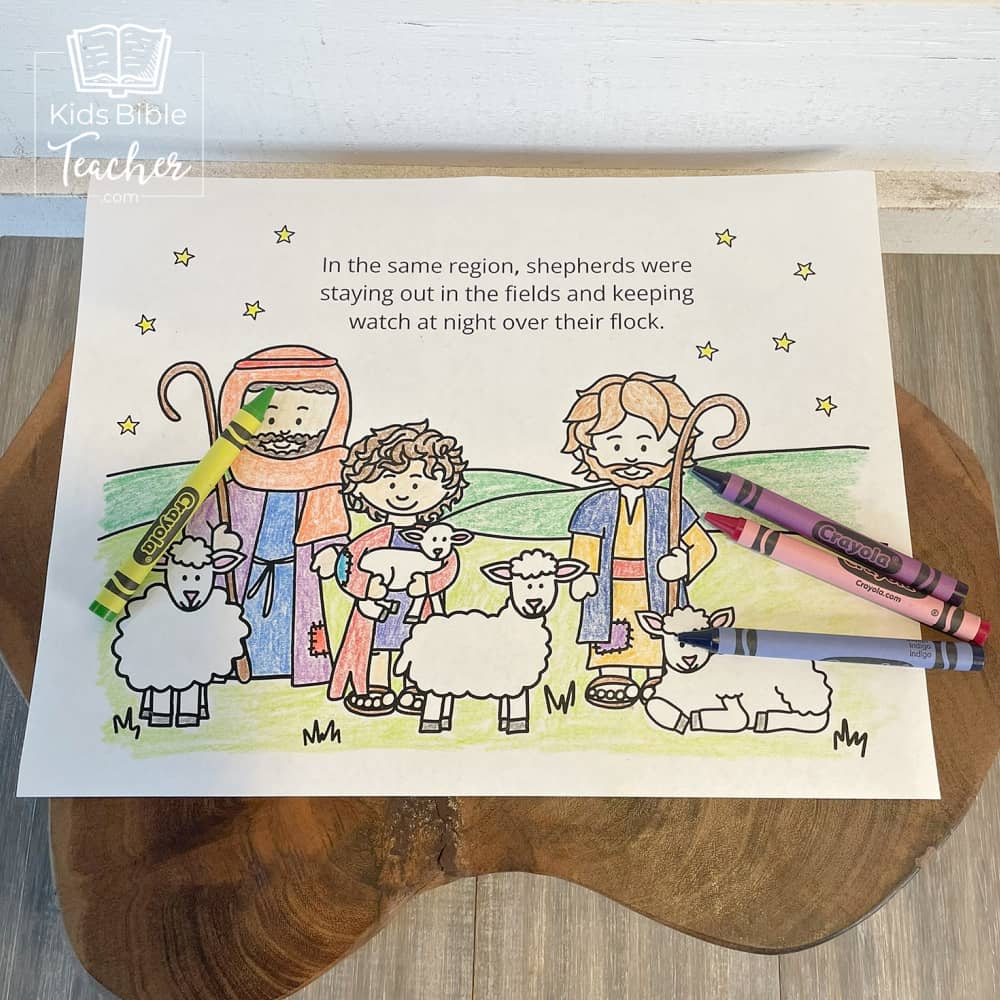 The Story of the Shepherds Christmas Bible Coloring Pages and Mini Cards