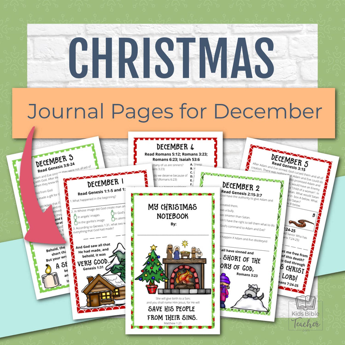 December Journal Pages with Bible Verses - Christmas Journal Pages for Advent