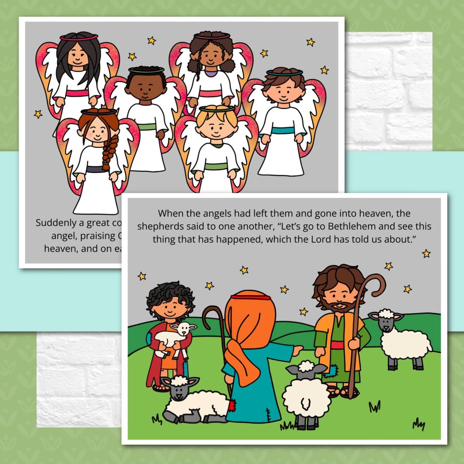 The Story of the Shepherds Posters and Mini Cards for Christmas - Bible Nativity Story