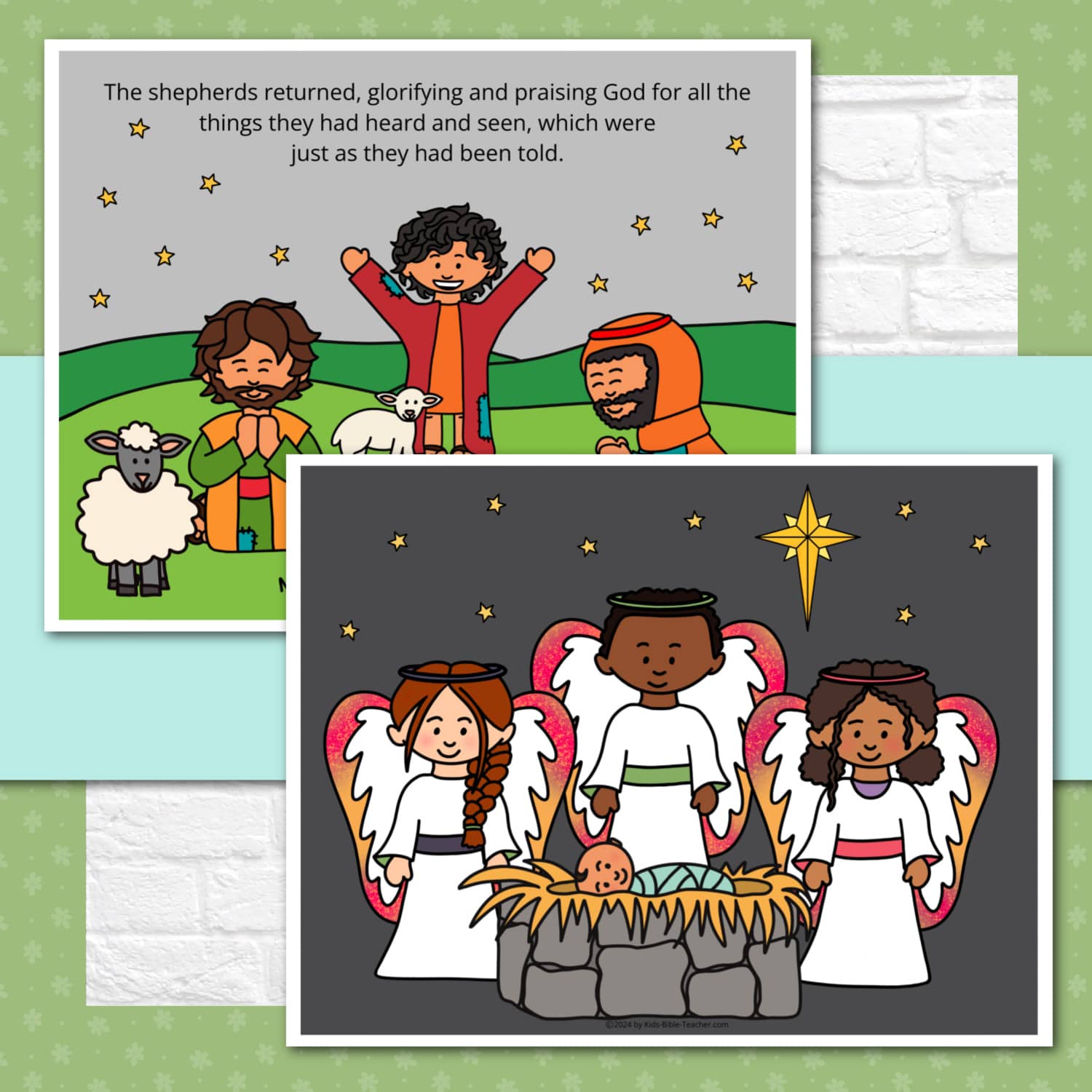 The Story of the Shepherds Posters and Mini Cards for Christmas - Bible Nativity Story