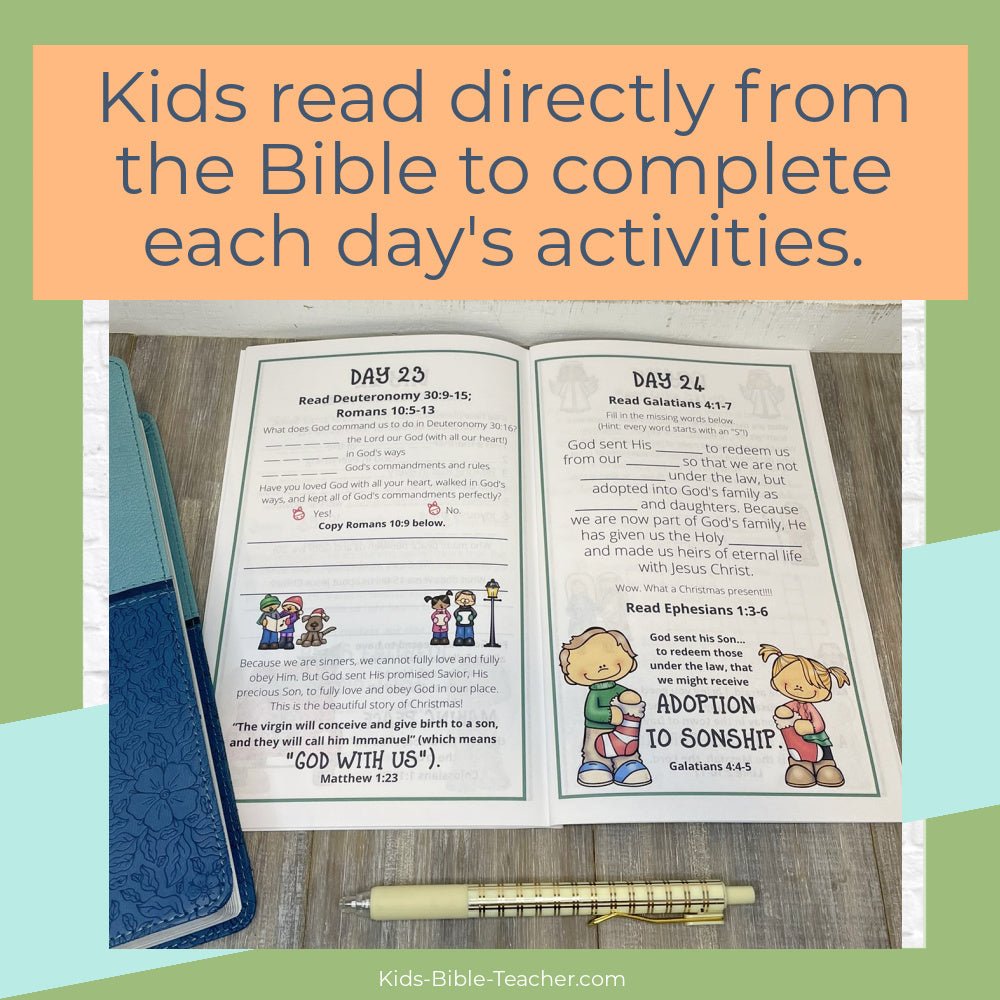 Christmas Bible Journal Pages for Kids 31 Days of Advent Bible Reading (Undated)