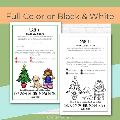 Christmas Bible Journal Pages for Kids 31 Days of Advent Bible Reading (Undated)