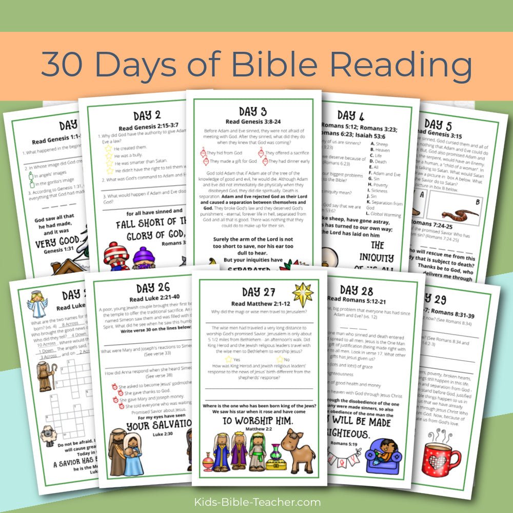 Christmas Bible Journal Pages for Kids 31 Days of Advent Bible Reading (Undated)