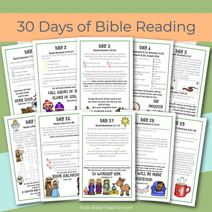 Christmas Bible Journal Pages for Kids 31 Days of Advent Bible Reading (Undated)