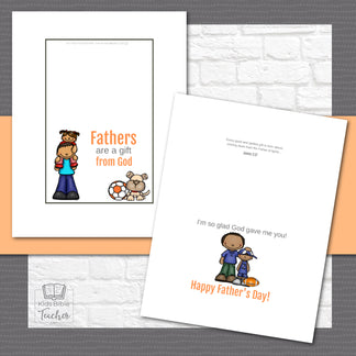Father's Day Printable Cards with Bible Verses for Kids to Make, Set o ...