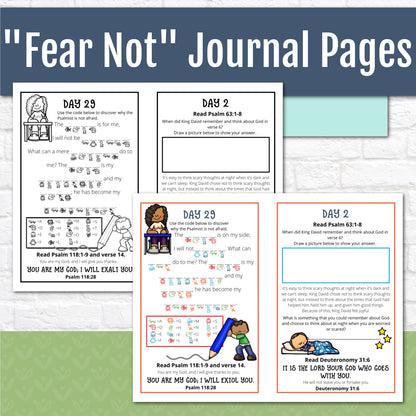 Fear Not Bible Reading Journal Pages for Elementary Kids