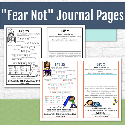Fear Not Bible Reading Journal Pages for Elementary Kids