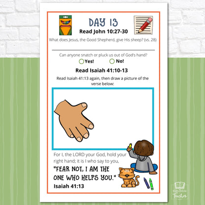 Fear Not Bible Reading Journal Pages for Elementary Kids