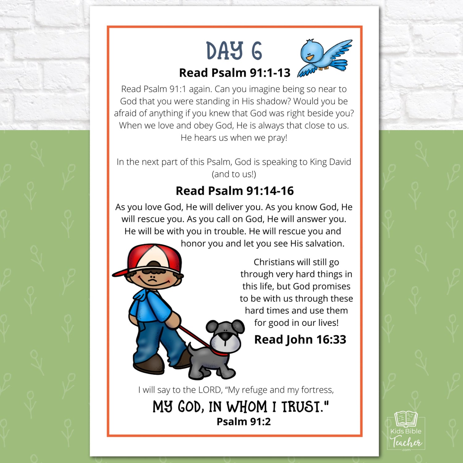 Fear Not Bible Reading Journal Pages for Elementary Kids