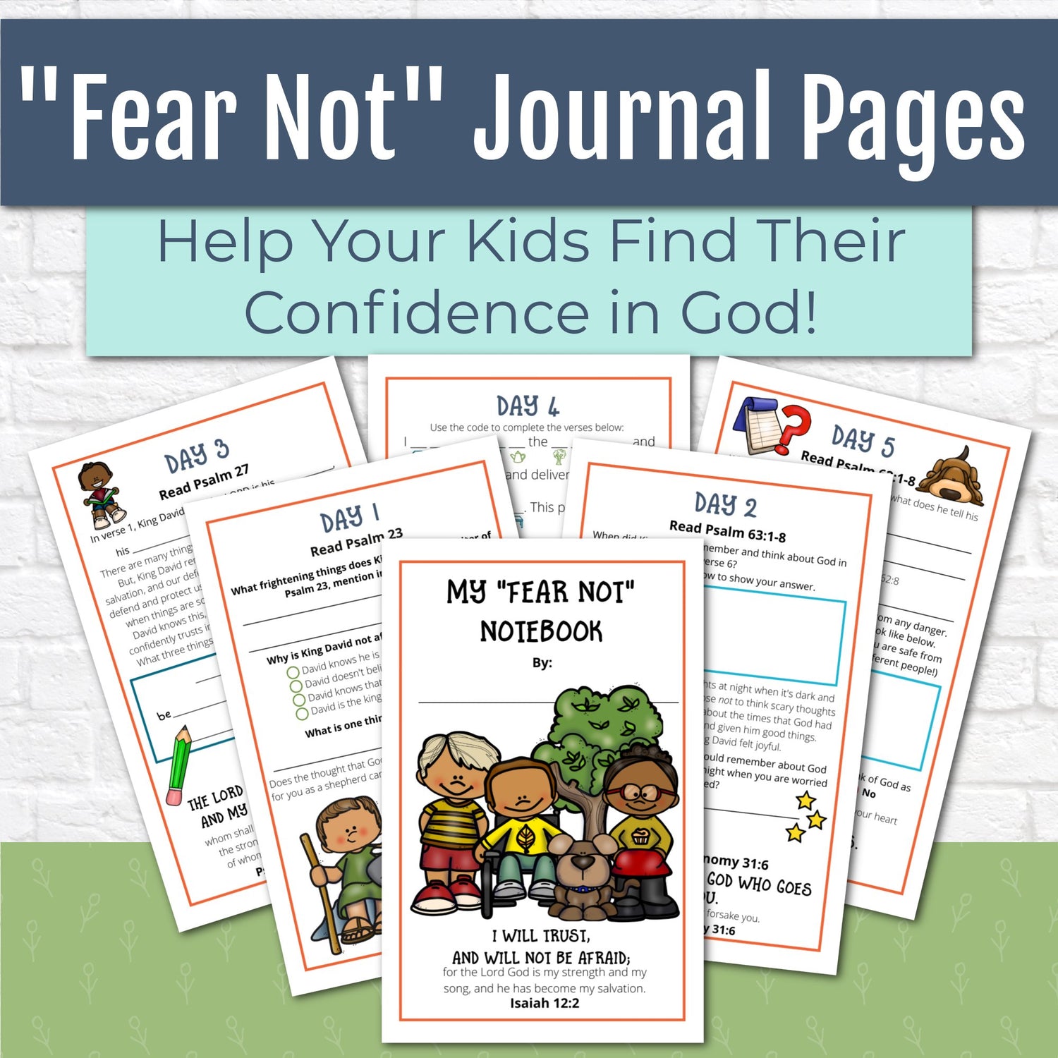 Fear Not Bible Reading Journal Pages for Elementary Kids