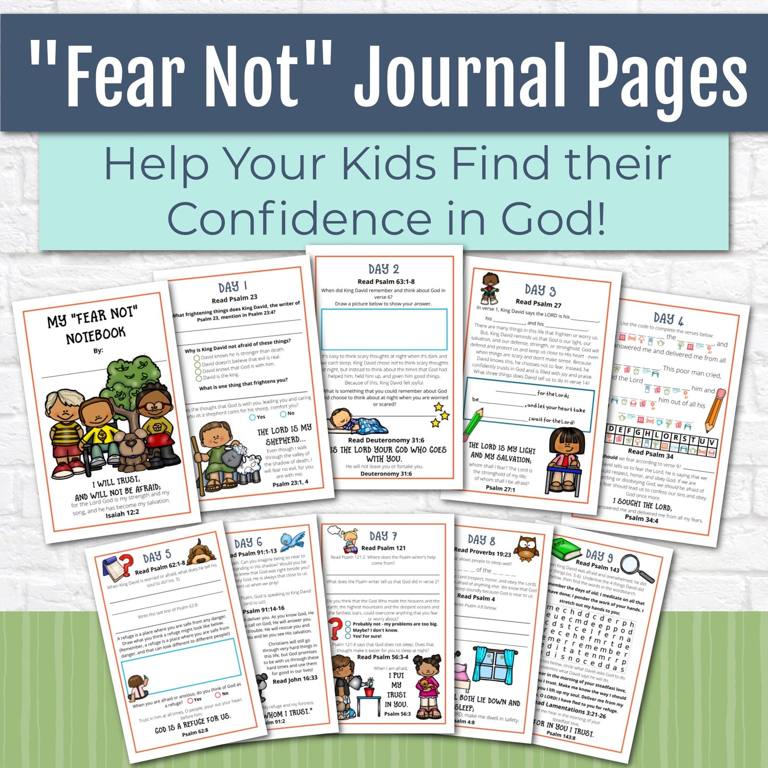 Fear Not Bible Reading Journal Pages for Elementary Kids