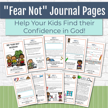 Fear Not Bible Reading Journal Pages for Elementary Kids