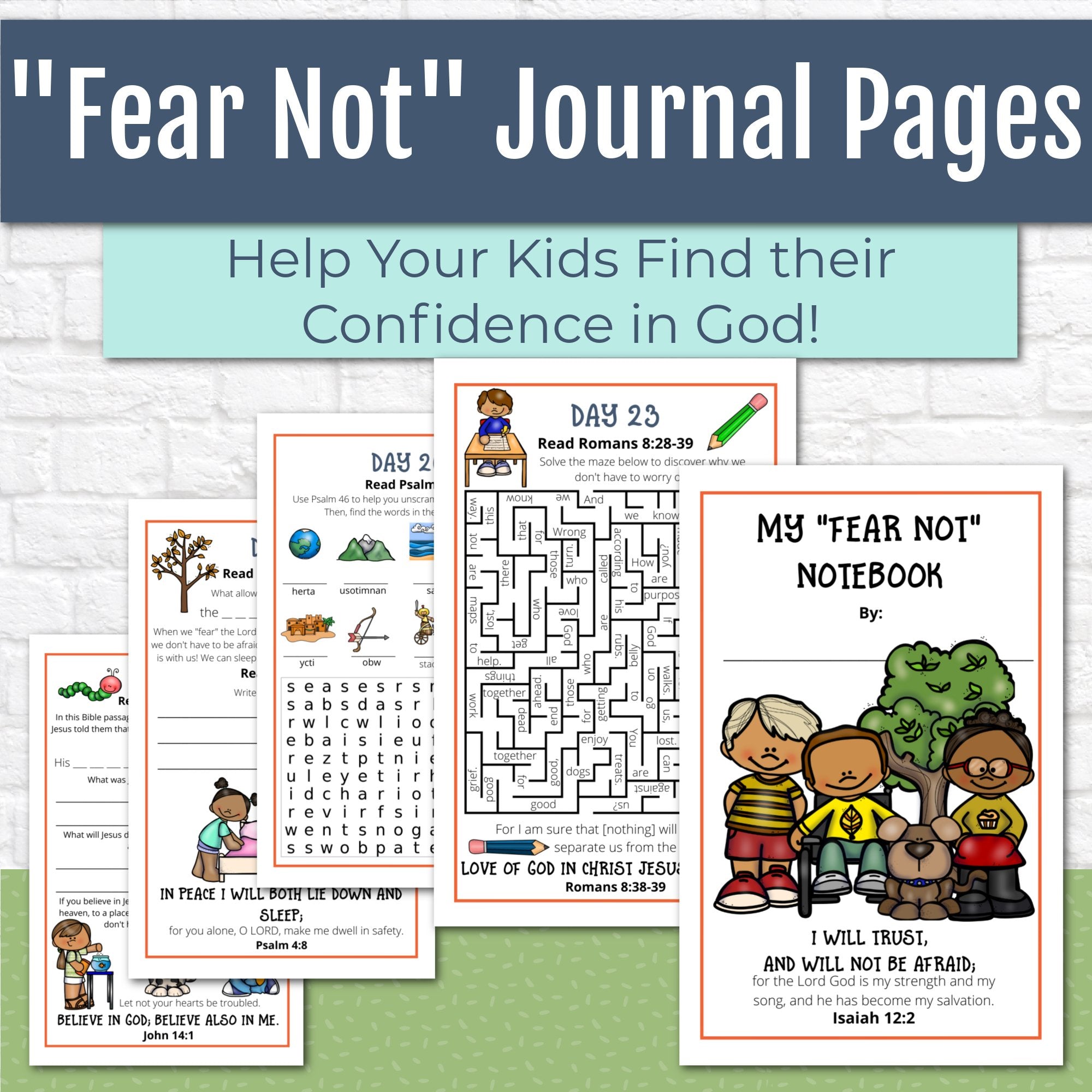 Fear Not Bible Reading Journal Pages for Elementary Kids