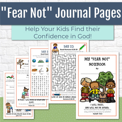 Fear Not Bible Reading Journal Pages for Elementary Kids