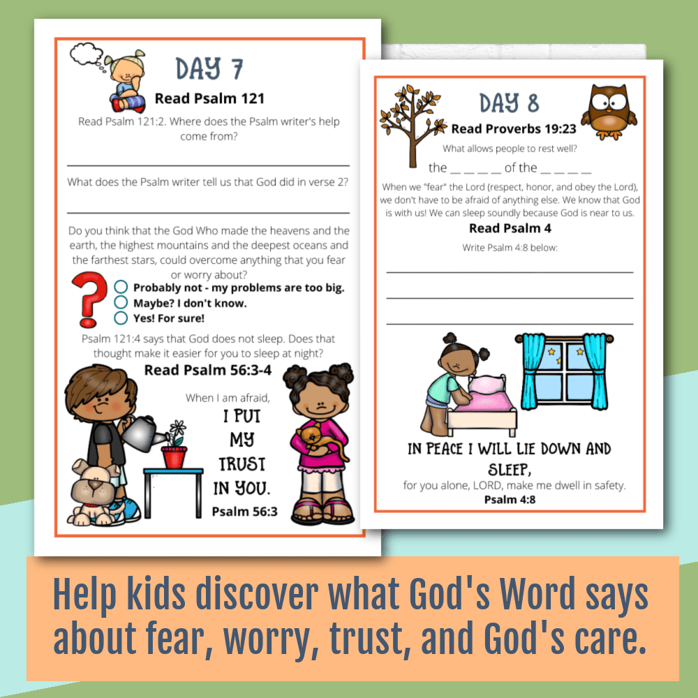 Fear Not Bible Reading Journal Pages for Elementary Kids