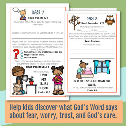 Fear Not Bible Reading Journal Pages for Elementary Kids