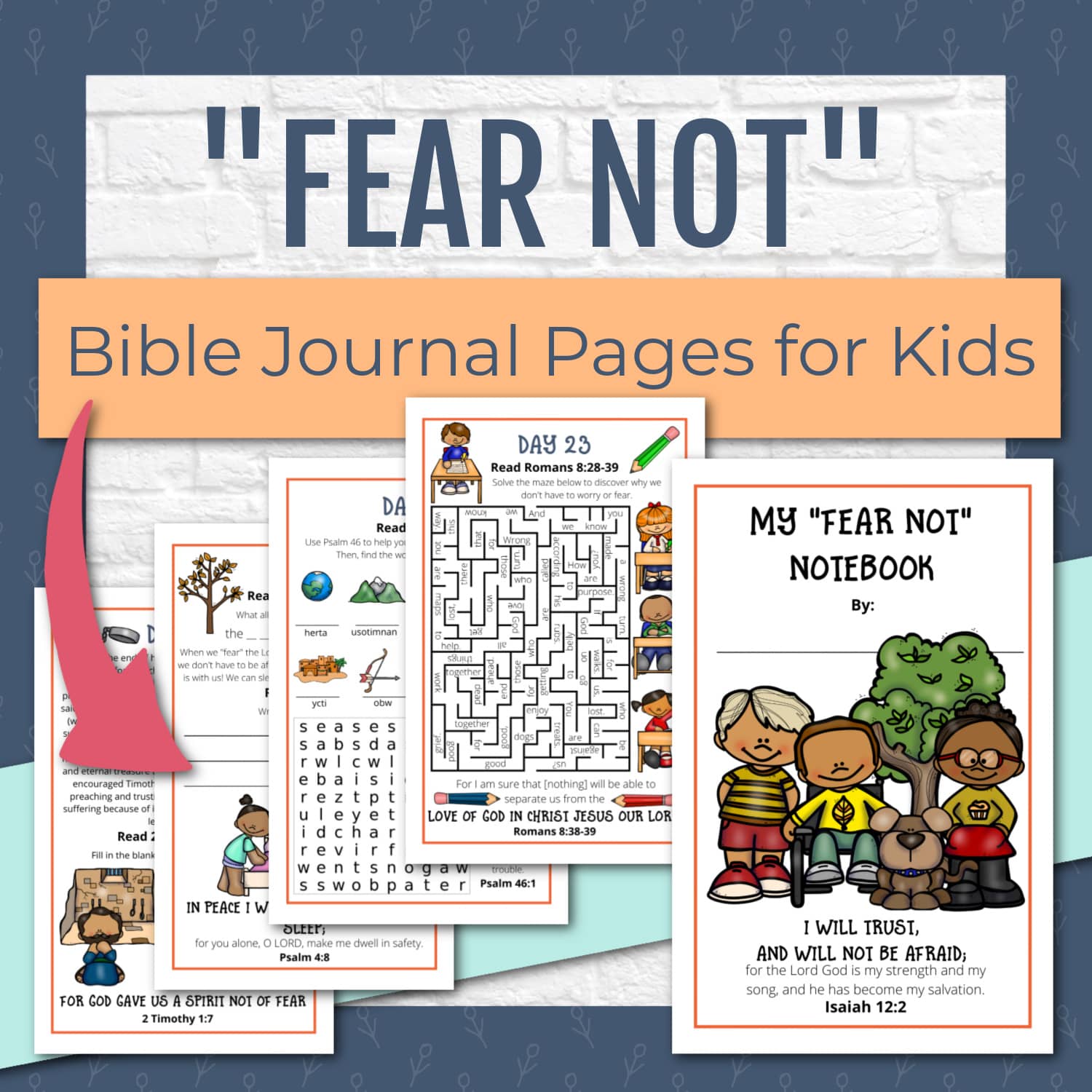 Fear Not Bible Reading Journal Pages for Elementary Kids