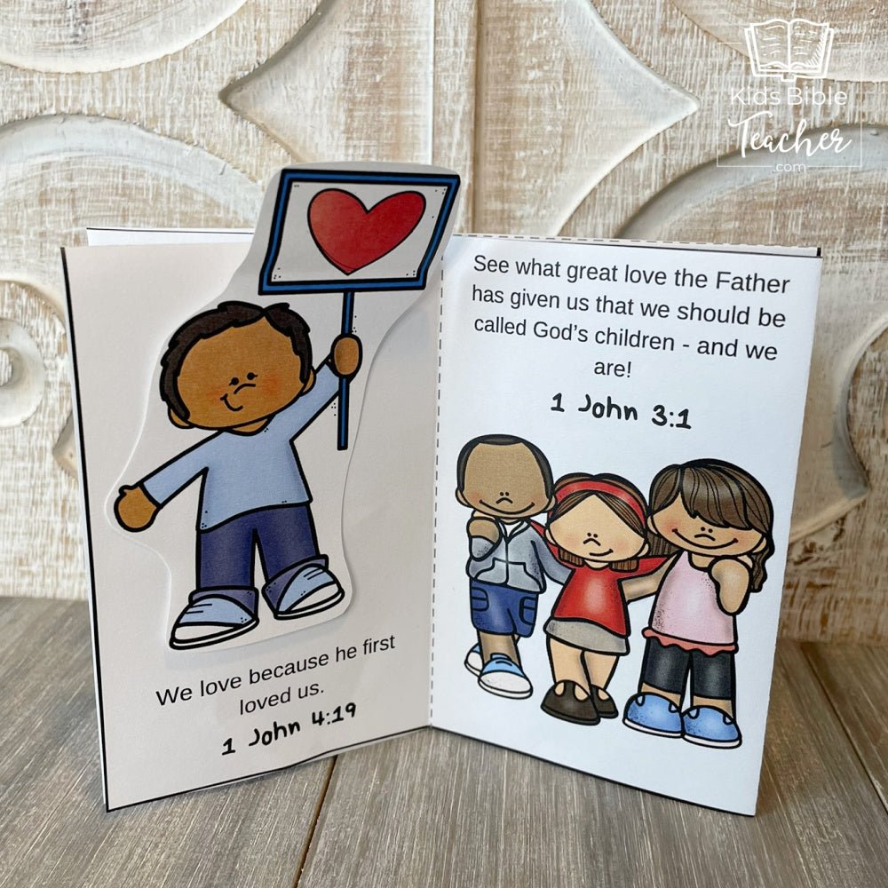 God Loves Me Mini Book Craft for Kids with Bible Verses about God&