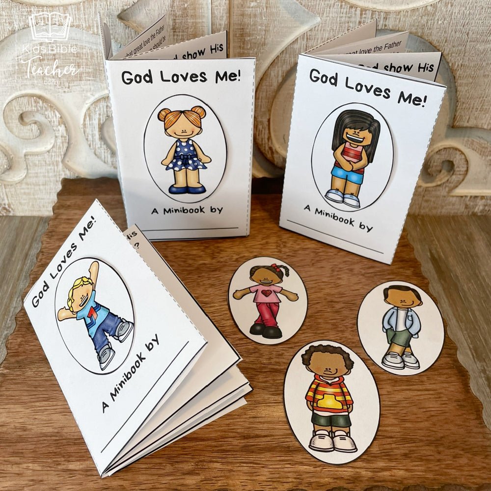 God Loves Me Mini Book Craft for Kids with Bible Verses about God&