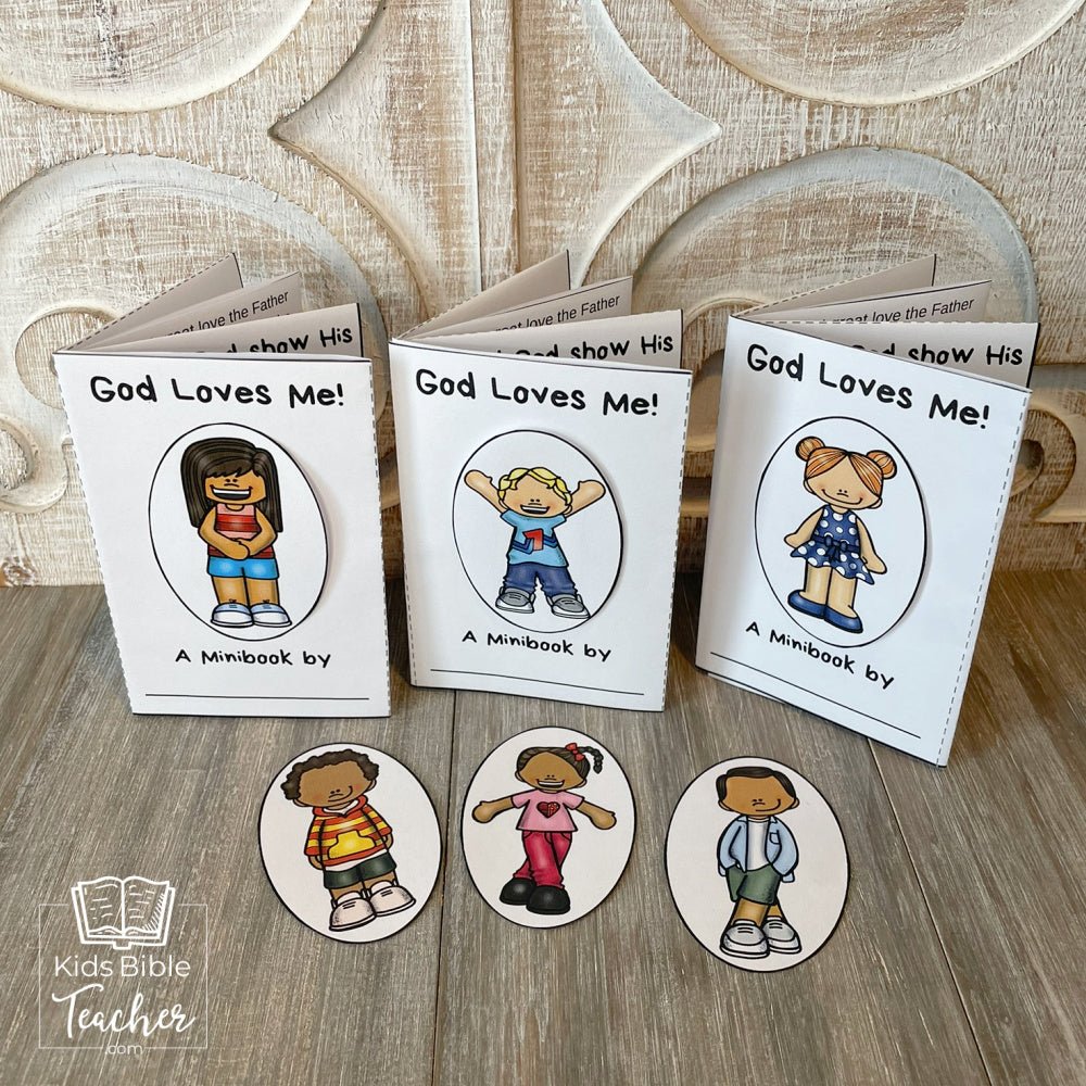 God Loves Me Mini Book Craft for Kids with Bible Verses about God&