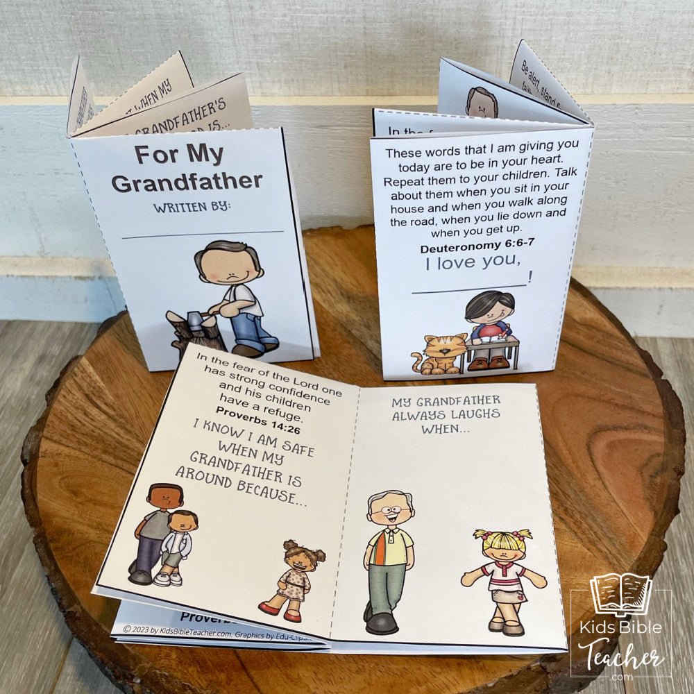 Grandfather Mini Book Craft with Bible Verses Activity for Grandparents Day