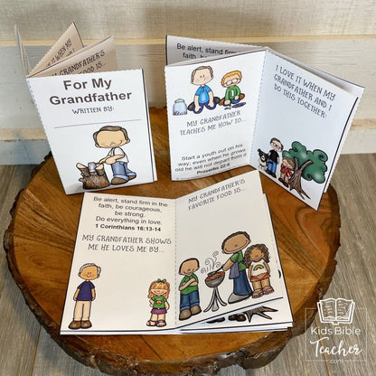 Grandfather Mini Book Craft with Bible Verses Activity for Grandparents Day