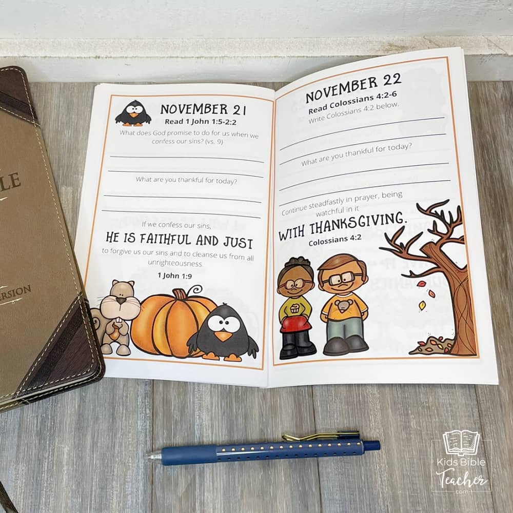 Gratitude Journal Pages with Thanksgiving Bible Verses, NOVEMBER Edition