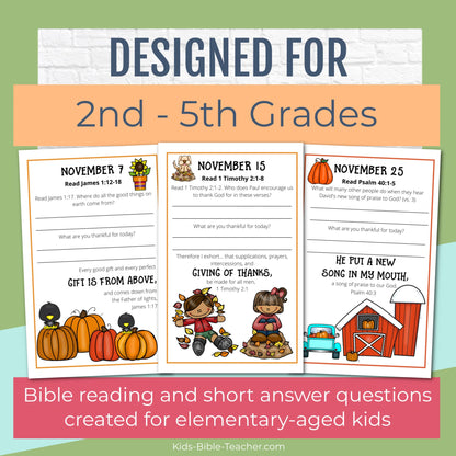 Gratitude Journal Pages with Thanksgiving Bible Verses, NOVEMBER Edition
