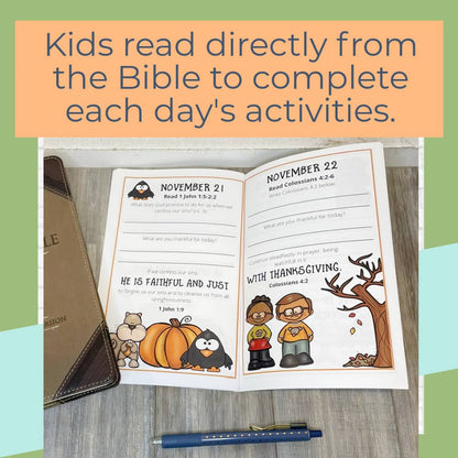 Gratitude Journal Pages with Thanksgiving Bible Verses, NOVEMBER Edition