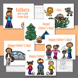 Father's Day Printable Cards with Bible Verses for Kids to Make, Set o ...