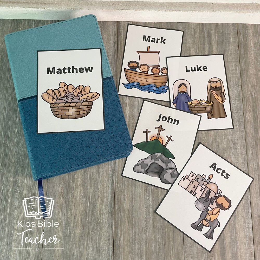 New Testament Books of the Bible Flash Cards with Pictures for Kids